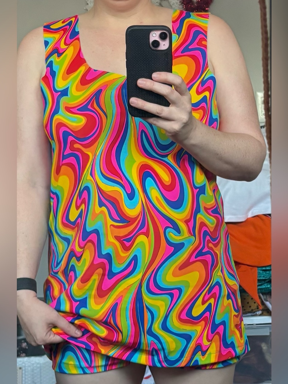 Vibrant Swirl Tank dress with matching shorts